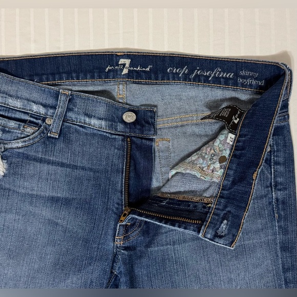 7 For All Mankind Josefina Crop Skinny Boyfriend Jeans Distressed Size 27 - Picture 6 of 14